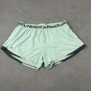 Under Armour Shorts Womens 3X Green Athletic Elastic Waist Lined Running Gym